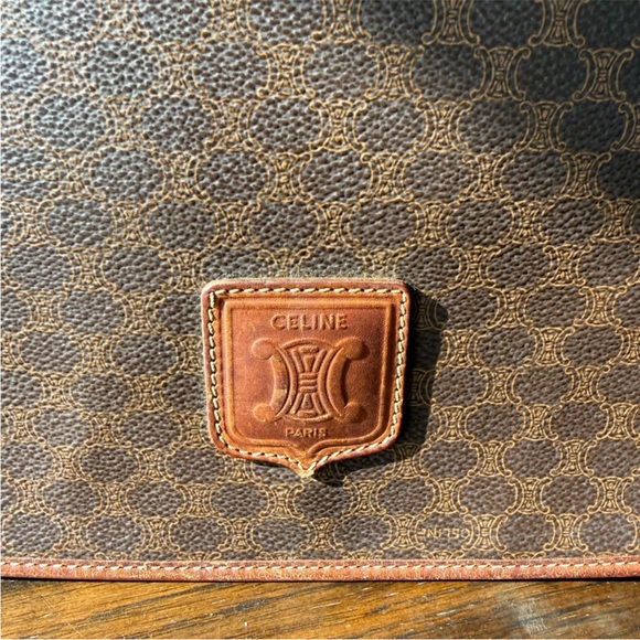 Celine Brown Patterned Crossbody Bag with Leather Trim - Picture 6 of 8